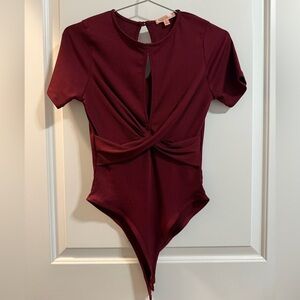 Burgundy Bodysuit with Key Hole Detail